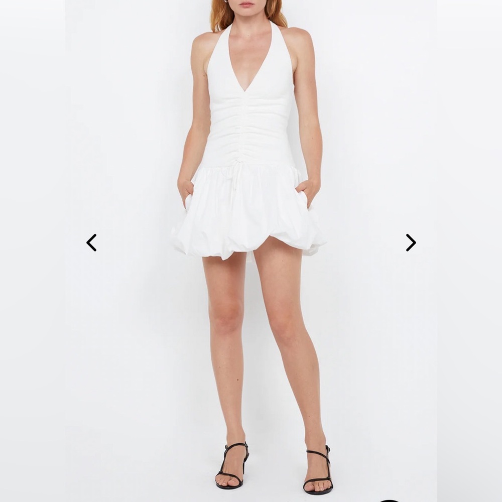 BEC+BRIDGE FREYA BUBBLE MINI DRESS WHITE